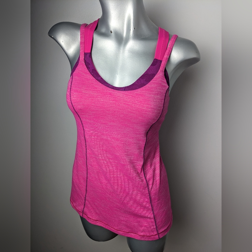 EUC Lululemon Run For Gold Tank in Heathered Jewelled Magenta sz 4